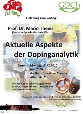 Werbeplakat zum Vortrag von Prof. Dr. Mario Thevis (DSHS Köln)