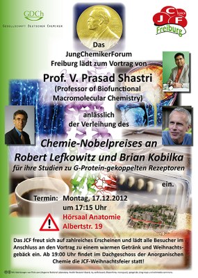 Werbeplakat zur Nobelpreisvorlesung 2012 von Prof. Shastri