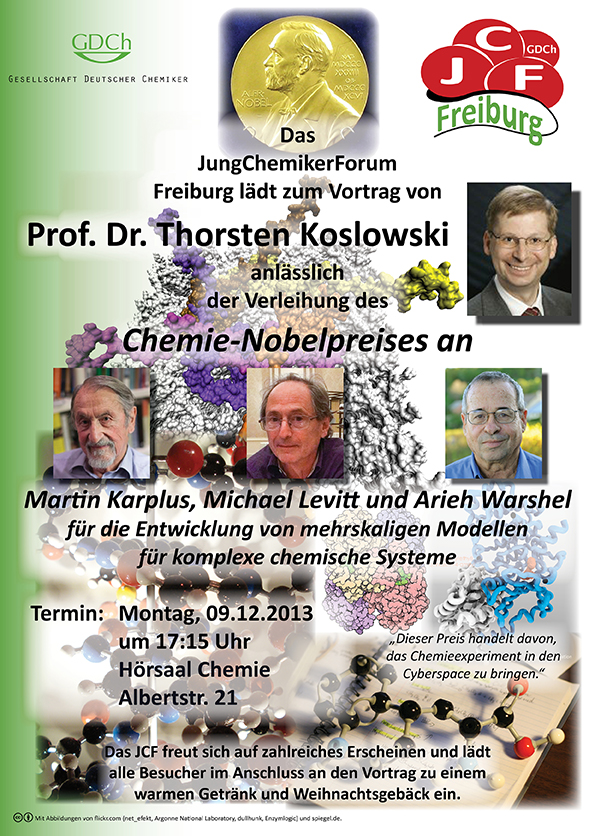 Werbeplakat zur Nobelpreisvorlesung 2013 von Prof. Koslowski