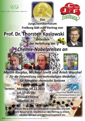 Werbeplakat zur Nobelpreisvorlesung 2013 von Prof. Koslowski
